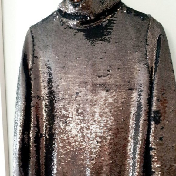 NWT Zara brown sequin long sleeve knit midi holiday dress, S - Picture 16 of 16